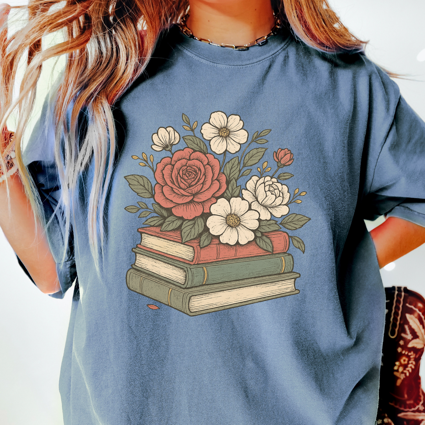 Floral Books T-shirt