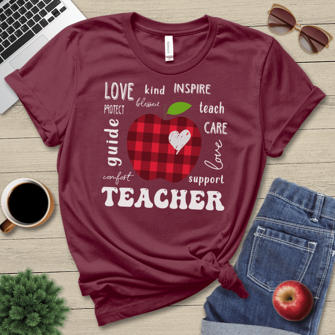 Plaid Apple Teacher T-Shirt