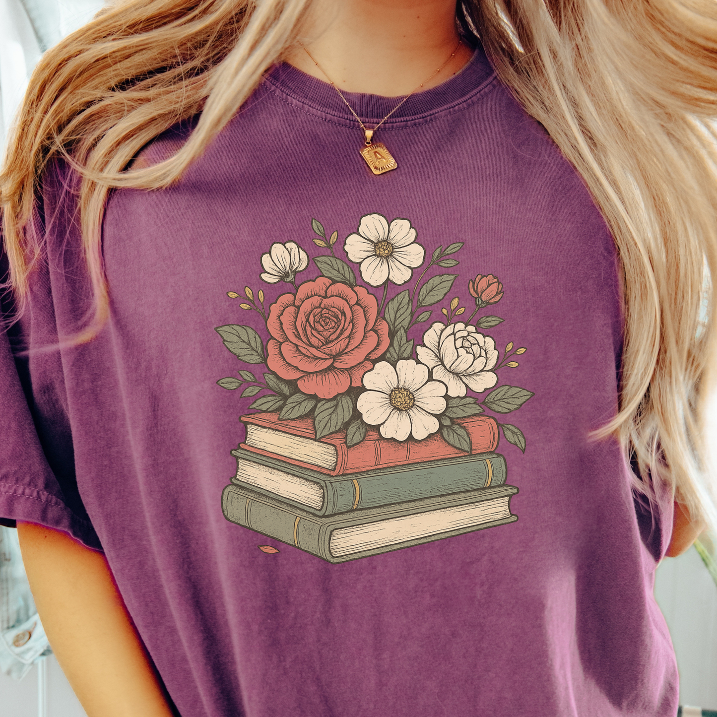 Floral Books T-shirt