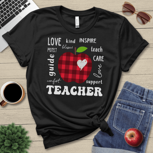 Plaid Apple Teacher T-Shirt