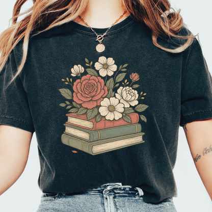 Floral Books T-shirt