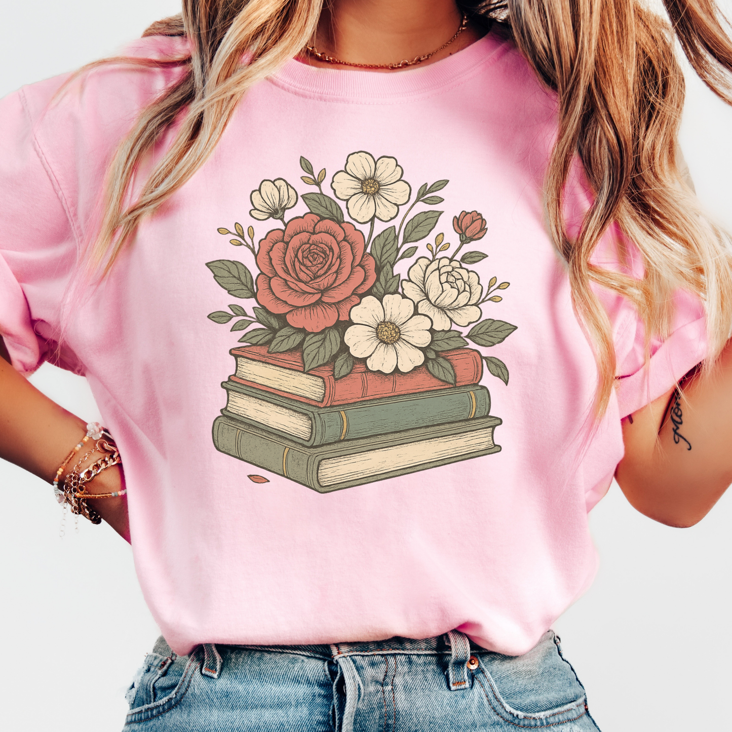 Floral Books T-shirt