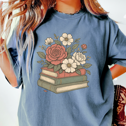 Floral Books T-shirt