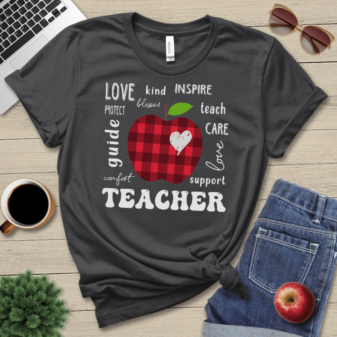 Plaid Apple Teacher T-Shirt