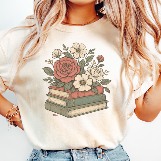 Floral Books T-shirt