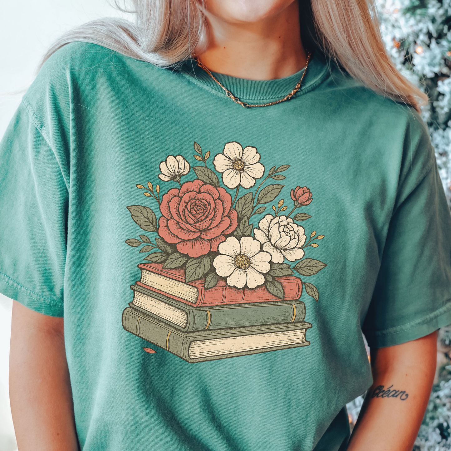 Floral Books T-shirt