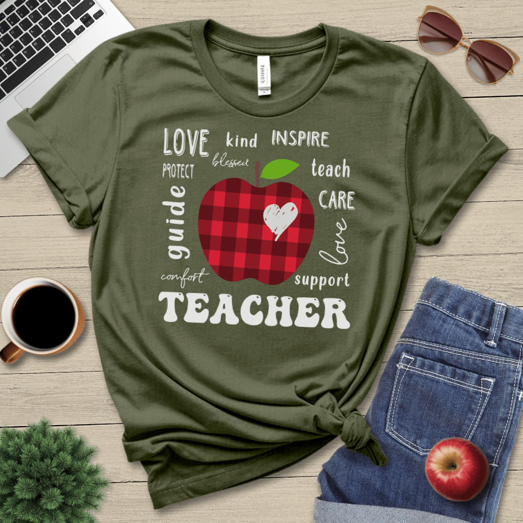 Plaid Apple Teacher T-Shirt
