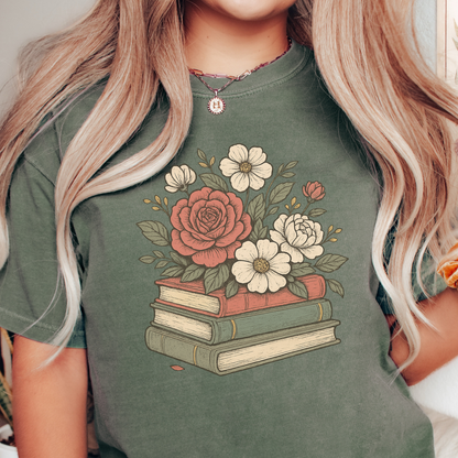 Floral Books T-shirt