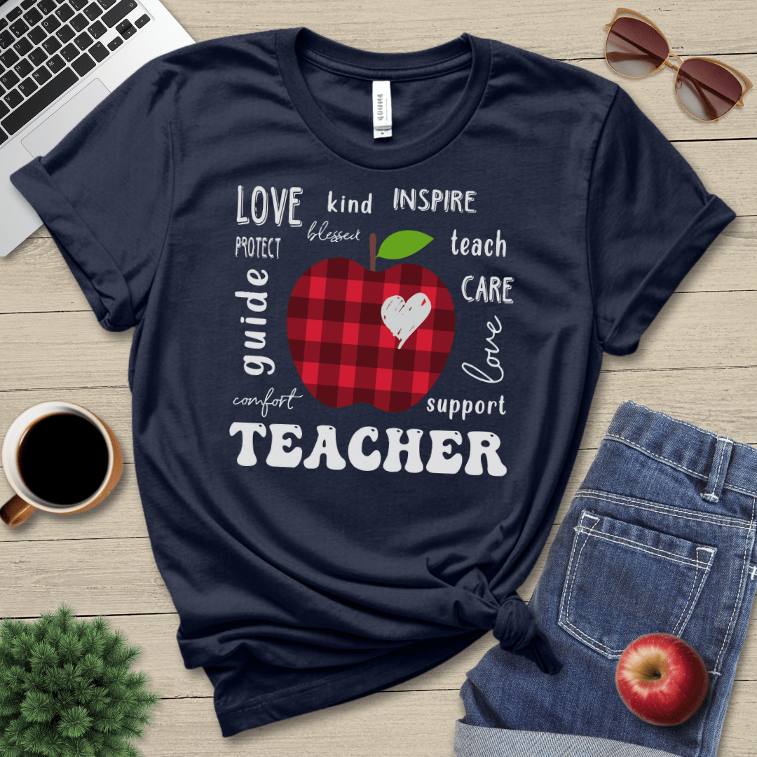 Plaid Apple Teacher T-Shirt