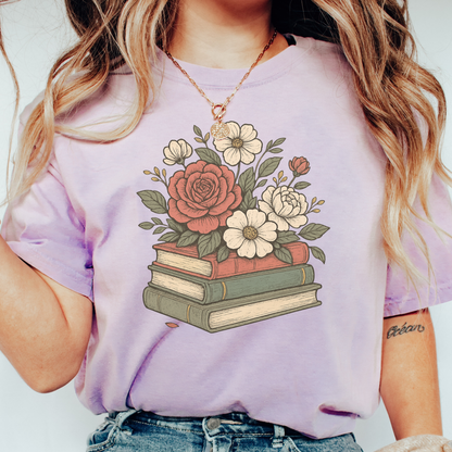 Floral Books T-shirt