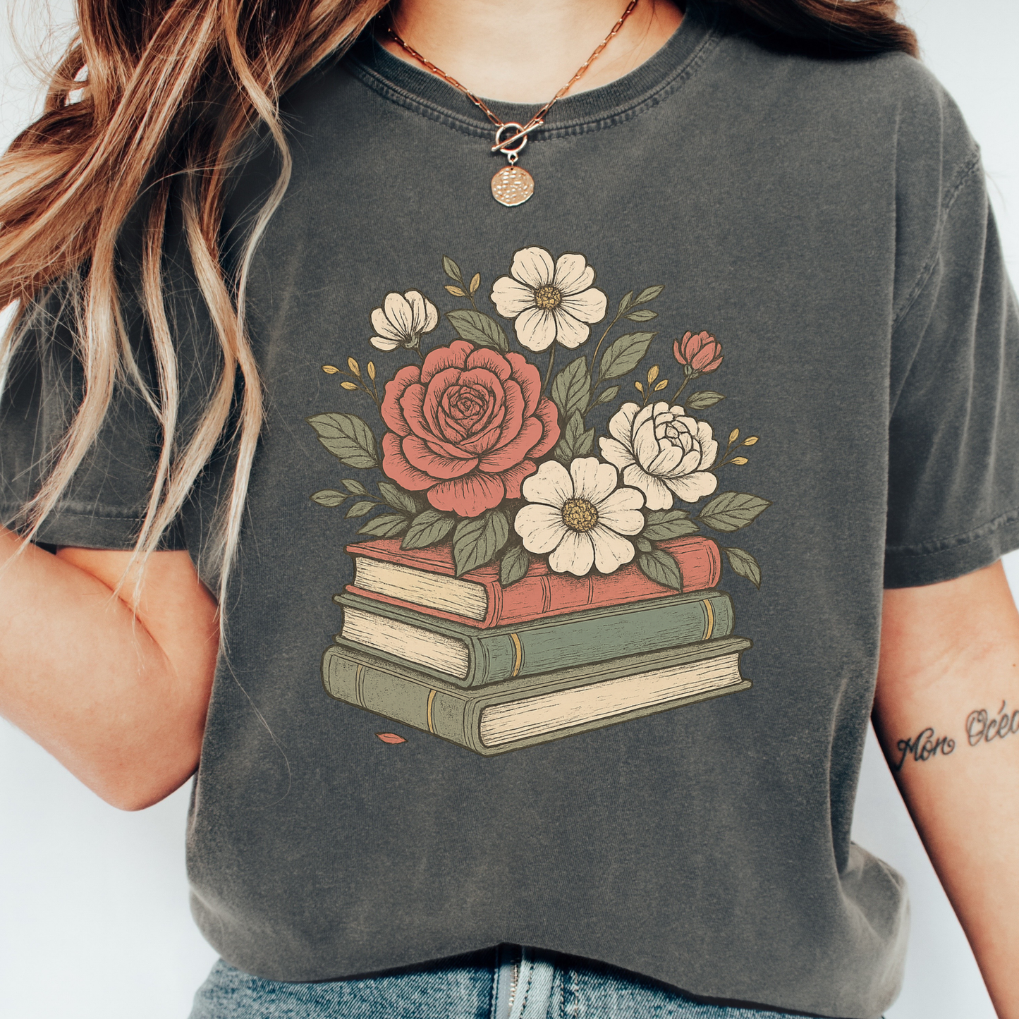 Floral Books T-shirt