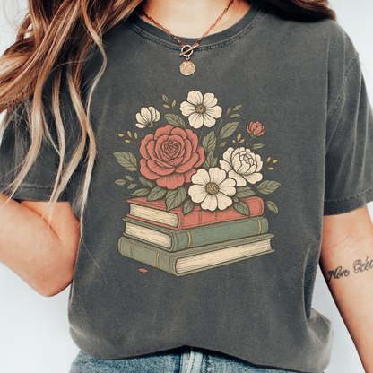 Floral Books T-shirt