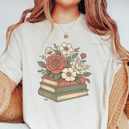 Floral Books T-shirt